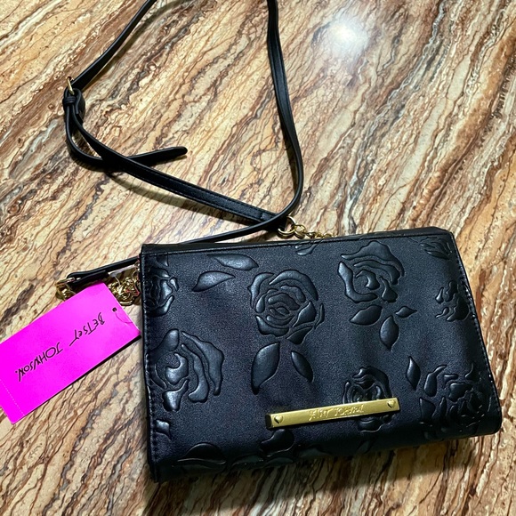Betsey Johnson Black Crossbody Bag Clutch Cardholder Wallet - Picture 5 of 5